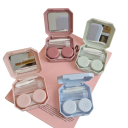 Étui à lentilles de contact avec miroir et accessoires taille 5,9 x 5,9 x 2 cm étui en plastique coloré pour le voyage 1
