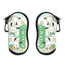 Étui à lunettes 17,9 x 8,5 cm avec motif chien et poulet Étui vert avec fermeture éclair et mousqueton Housse de protection pour lunettes de vue et lunettes de soleil 1