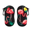 Étui à lunettes 17,9 x 8,5 cm Motif flamant rose Fermeture à glissière Mousqueton pour fixation Étui de protection pour lunettes de soleil 2