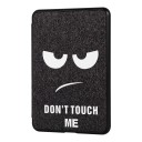 Étui à rabat noir de 6 pouces pour Kindle 10ème génération 2019 avec impression d'yeux nuageux et du texte Don't touch me et avec sangle et protection 1