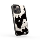 Étui avec des chats pour Samsung Galaxy A55 5G Résistant et ultra fin Arrière mat gris avec des chats noirs Bords noirs Protecteur d'objectif 1