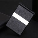 Étui de voyage pour documents et cartes Conception rigide en cuir PU et métal Bandeau métallique brillant Couvercle rabattable Dimensions 2