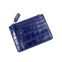Étui de voyage pour documents et cartes en cuir véritable Poche zippée et compartiments à l'avant Motif crocodile en relief Dimensions 3