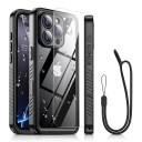 Étui étanche pour iPhone 11 Pro Max avec protection IP68 transparent et résistant aux chocs avec cadre noir, côtés striés et lanière 1