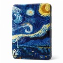 Étui flip bleu et jaune 6 pouces pour Kindle 10ème génération 2019 avec peinture d'un ciel nocturne tourbillonnant et de la lune au-dessus d'un 1