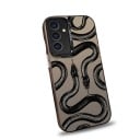 Etui na Samsung Galaxy A57 z wężami Ultra cienkie i odporne Matowe szare tło Czarne węże i czarna ramka Podwyższona ochrona aparatu 1