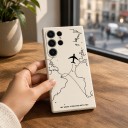 Etui na Samsung Galaxy S25+ Samolot i trasa lotu na mapie świata Elastyczna obudowa z TPU Podróżny pokrowiec na telefon 15