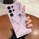 Etui na Samsung Galaxy S25+ Samolot i trasa lotu na mapie świata Elastyczna obudowa z TPU Podróżny pokrowiec na telefon 10