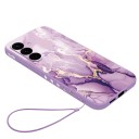 Etui na Samsung Galaxy S25+ ze sznurkiem na nadgarstek Wzór marmurowy Elastyczna obudowa z TPU Etui na telefon na spacery i podróże 1