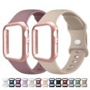 Etui na zegarek PC + silikonowy pasek do Apple Watch 40 mm Super zestaw ochronny twarde etui i miękki pasek kompatybilny z wieloma 1