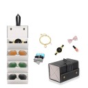 Étui pliable pour 4 lunettes 16,5 x 10,5 x 10,6 cm Étui pliable en cuir pour lunettes avec polaire Protection de voyage élégante 3