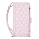 Étui portefeuille pour Samsung Galaxy S25 Flip avec poche zippée et emplacements pour cartes en simili cuir matelassé avec dragonne 7