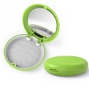Étui pour appareils orthodontiques et prothèses dentaires avec miroir 9 x 9 x 2 cm plastique vert avec intérieur coloré pour le rangement 2
