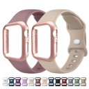 Étui pour montre + bracelet en silicone pour Apple Watch 44 mm Ensemble de protection super résistant, étui durable et bracelet souple 1