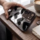 Étui pour Samsung Galaxy A55 5G Motif grands cœurs Résistant Ultra fin Mat gris Cœurs noirs avec bord blanc Protecteur d'objectif 2