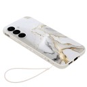 Étui pour Samsung Galaxy S25+ avec cordon de poignet Motif marbré Coque flexible en TPU Étui pour mobile pour les promenades et les voyages 4