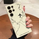 Étui pour Samsung Galaxy S25+ Avion et itinéraire aérien sur la carte du monde Coque flexible en TPU Étui de voyage pour mobile 14