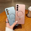 Étui pour Samsung Galaxy S25 Coque magnétique avec anneau Cadres surélevés pour l'appareil photo En TPU polyuréthane thermoplastique Étui de téléphone 19