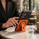 Étui pour Samsung Galaxy S25 FE avec support rabattable Protection complète de l'objectif Polycarbonate et TPU Charge sans fil Coque 6
