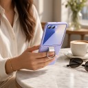 Étui pour Samsung Galaxy Z Flip 3 Coque en plastique résistant aux chocs Anneau pour doigt au niveau de la charnière Coque en deux 20