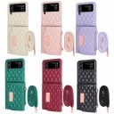 Etui til Samsung Galaxy Z Flip 5 Taske til mobil med pengepung Rem til kroppen Kunstlæder og plast Quiltet mønster Crossbody til hverdag 16