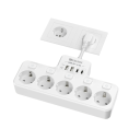 EU-adapter med 5 stikkontakter, USB A + USB C, forlængerkabel 16A 3840W, hurtigopladning, individuelle kontakter, overbelastningsbeskyttelse 2