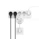 EU-adapter med 5 stikkontakter, USB A + USB C, forlængerkabel 16A 3840W, hurtigopladning, individuelle kontakter, overbelastningsbeskyttelse 3