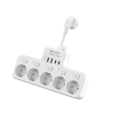 EU-adapter med 5 stikkontakter, USB A + USB C, forlængerkabel 16A 3840W, hurtigopladning, individuelle kontakter, overbelastningsbeskyttelse 6
