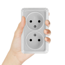 EU-adapter udendørs stikkontakt 2× AC-stik med jordforbindelse 220V 16A Flammesikker plastik Stikkontakt til bolig Universel brug 2