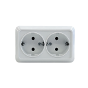 EU-adapter udendørs stikkontakt med jordforbindelse 2× AC-stik 220V 16A flammesikker plastik universel stikkontakt til boligbrug 2