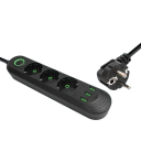 EU-forlængerkabel 2m 3AC 2500W med stikkontakt og 3× USB A 2.1A strømfilter 5V afbryder med indikatorlampe Kontorstrømstikadapter 2