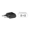 EU-rejseadapter 6A 125V/250V 2-benet stik type C flammehæmmende AC-stikkontakt 18 x 4,0 mm EU-stikadapter 2