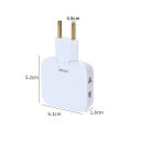 EU-stekkeradapter AC-stopcontact 180° draaibaar 2500W 110–250V 10A 2x USB 2.4A Reisadapter 3 ingangen 2-pins Europees stopcontact 6