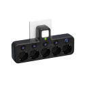 EU-stikadapter 5AC 5 stikkontakter 2500W 10A trådløs natlampe tænd/sluk-knap med indikatorlampe elektrisk kontorstikkontakt 110-250V 4