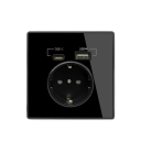 EU-stikkontakt med USB C- og USB A-porte Blå LED-indikator 16A-adapter Vægstikkontakt 5V 2100mA Universal EU AC-stik 86x86 mm 1