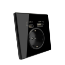 EU-stikkontakt med USB C- og USB A-porte Blå LED-indikator 16A-adapter Vægstikkontakt 5V 2100mA Universal EU AC-stik 86x86 mm 2