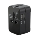 EU universel rejseadapter med EU-stik og -fatning, USB A-porte, AC-strømadapter med beskyttelse, sikkerhedsdæksel og lås 1