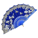 Éventail chinois traditionnel 42,5 x 23 cm Éventail décoratif en plastique et tissu Accessoire élégant Style oriental Décoration intérieure Pièce de collection 6
