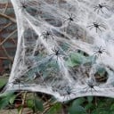 Εξωτερική διακόσμηση για το Χάλοουιν Επεκτεινόμενο τεχνητό ιστό με αράχνες Διακόσμηση πάρτι πολύχρωμος ιστός Σπίτι τρόμου Χαλοουινική 1