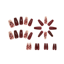 Expressie set 24 stuks kunstnagels Coffin vorm Middellange lengte Acryltips voor gedurfde manicure 2