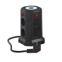 Extensie multifuncțională 8× prize CA și 5× cablu USB-A de 3 m Prize UE 2.4A 10A Control putere Lumină de noapte Protecție la supratensiune 3
