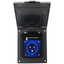 Externe eingelassene Steckdose für Wohnwagen und Wohnmobile 220V 240V 16A mit Abdeckung wasserdicht IP44 Hauptanschlusssteckdose Kunststoff Metall schwarz blau 2