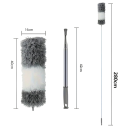 Extra lange teleskopische Staubwedel 42–280 cm Grauer waschbarer Bürstenkopf mit flexiblem Kopf 40×16 cm Wiederverwendbarer Reiniger für Decken 5