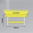 Extra široký silikonový LED profil 18 x 10 mm Lem 23,6 mm Dĺžka 1 m Ohebný S difuzorom Biely Zápustný do drážky Pre LED pásku Bez pásku 2