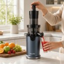Extracteur de jus lent BioloMix SJ-017 200 W avec ouverture de remplissage de 78 mm Pression à froid Vis Tamisé Gris foncé Pour tous les fruits 4