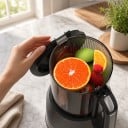 Extracteur de jus lent BioloMix SJ-023 avec ouverture de remplissage de 130 mm 250 W Pression à froid Filtre triple Gris Pour les fruits et légumes 8