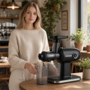 Extractor de suc lent horizontal BioloMix Presare la rece cu funcție de revers și funcționare silențioasă Negru Pentru fructe și legume cu frunze 10