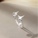 Ezüst női gyűrű 16,5 mm átmérőjű Csillagok 3/5 mm Állítható méret Vékony nyitott gyűrű csillag alakú kristállyal Elegáns ékszer 3
