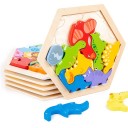 Fa 3D puzzle dinoszauruszok 18.5 x 16.5 cm Oktató összerakós játék gyerekeknek Gondolkodás és motorika fejlesztése Szórakoztató tanulás ősi motívummal 2