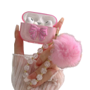 Fabelagtigt krystalbeskyttelseshylster med sløjfe og vedhæng til Airpods Pro 3, et etui med en fluffy kugle til stilfuld beskyttelse 1